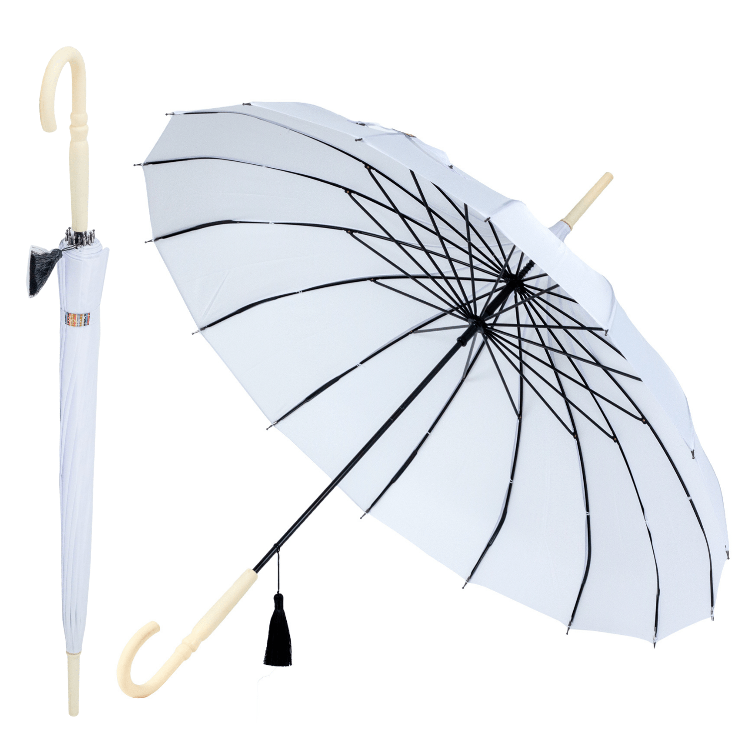 White Pagoda Wedding Umbrella composite