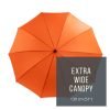 StormStar Windproof Orange Golf Umbrella infographic about extra wide canopy