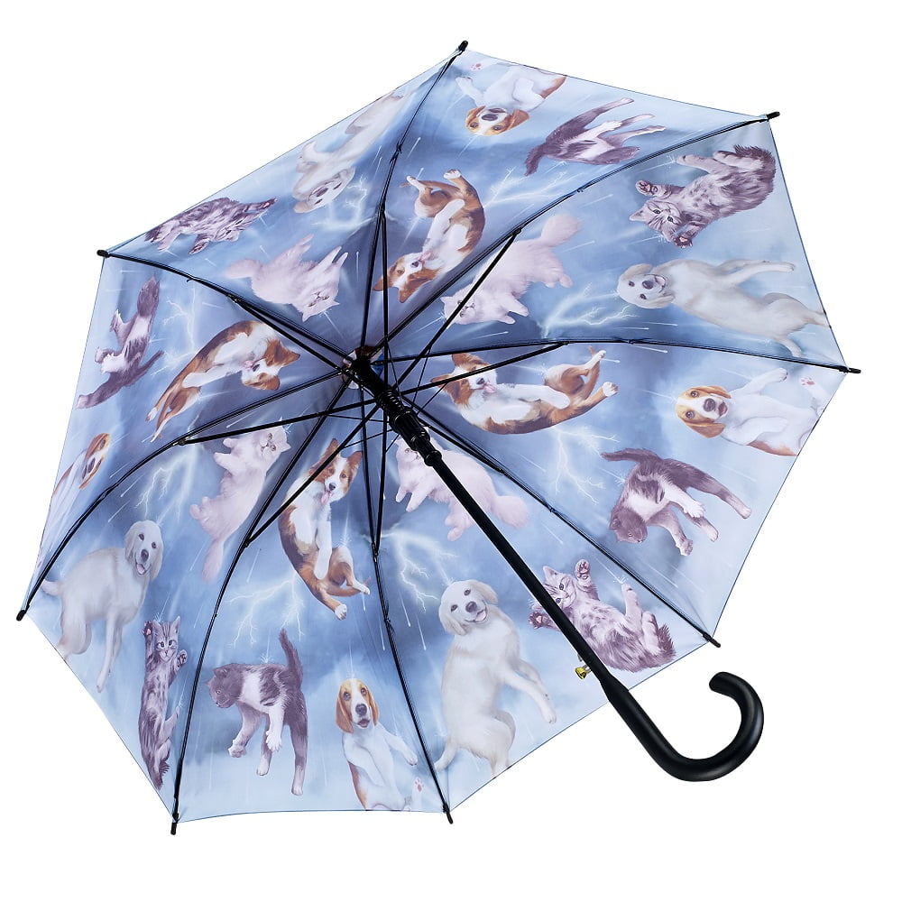 underside of raining cats and dogs umbrella