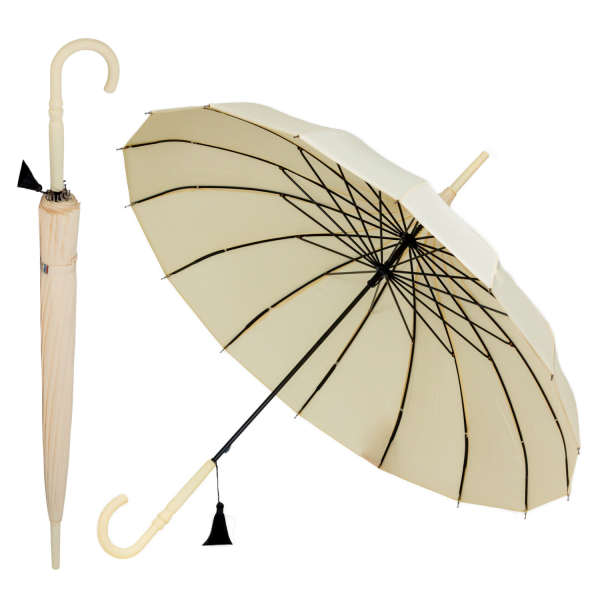 Cream Parasol Umbrella - Pagoda Shaped