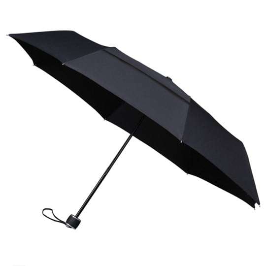 Black Eco Compact Folding Umbrella Open