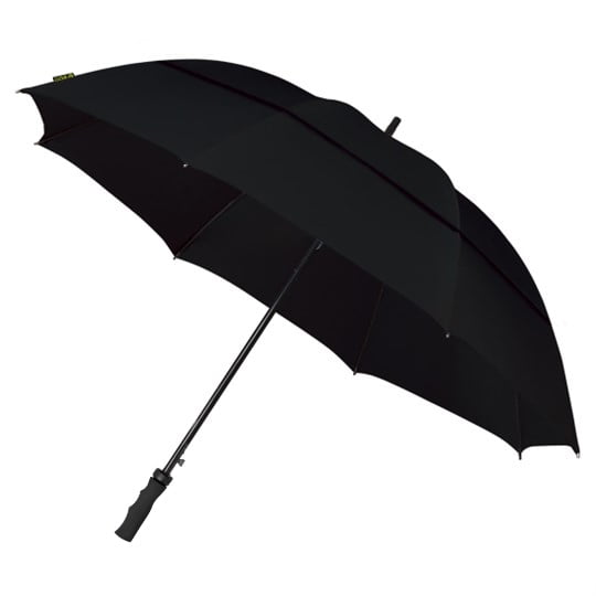 Black Vented Golf Umbrella open, angled