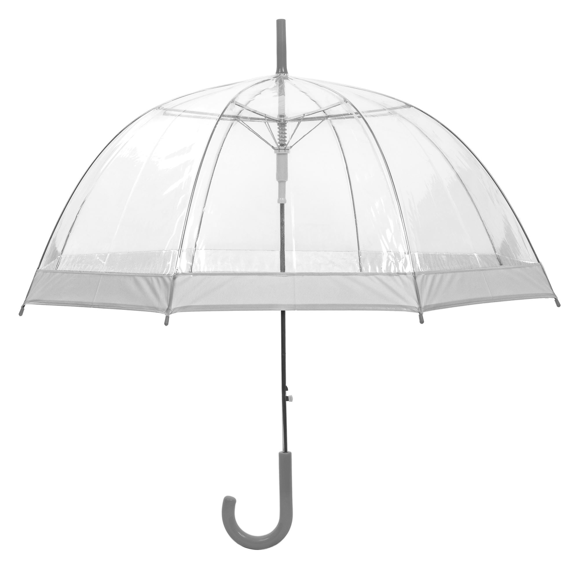 Clear Dome Umbrella Silver Trim upright