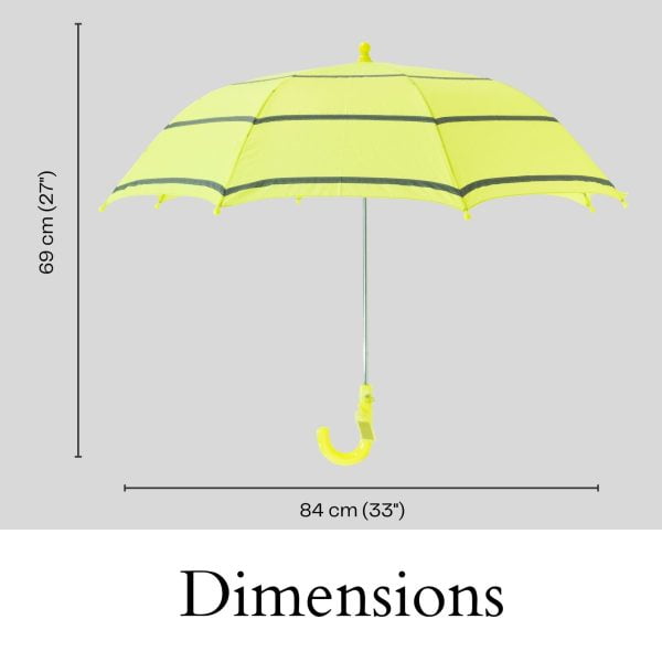 Infographic Showing Dimensions Of Kids Hi Vis Safety Umbrella