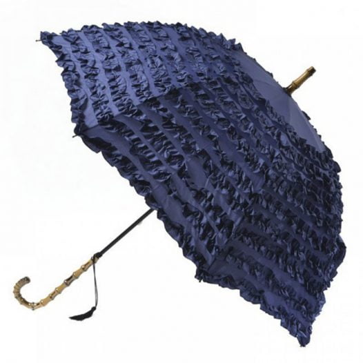 FiFi Blue Frilled Umbrella Parasol - Bleu Marine