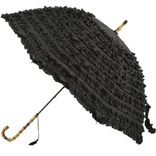 black frilled umbrella