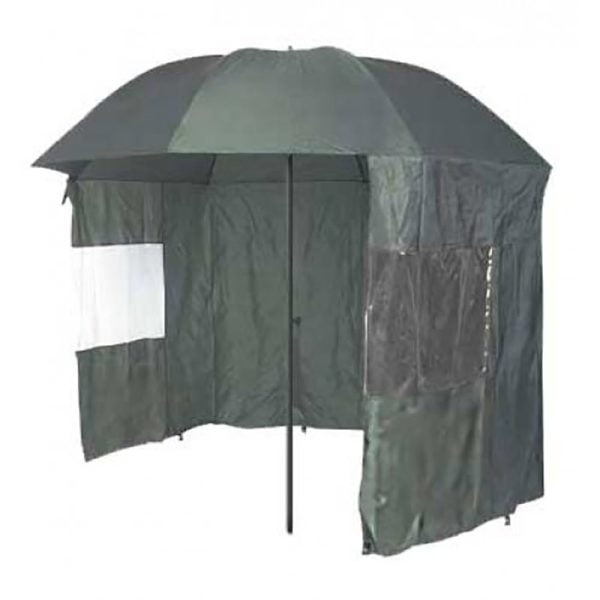 Ombrello Da Pesca Ultimate 50'' Con Paravento Laterale | Diametro 200 Cm | Verde | Impermeabile E Regolabile