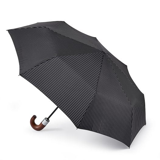 Black Travel Umbrella / Chelsea Black City Stripe