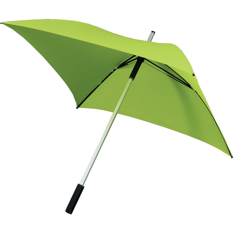 Here we have a green square umbrella. A full-length square-shaped green umbrella - super stylish!