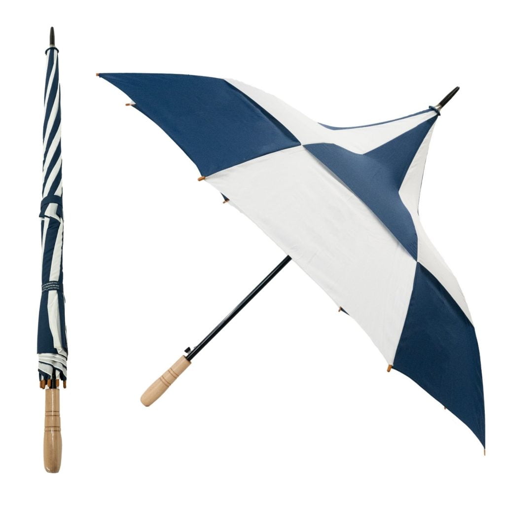 Big Top Blue And White Pagoda Vented Automatic Golf Umbrella Composite Image