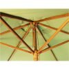 Lime Green 2.5m Wood Pulley Garden Parasol - close up of underside and frame