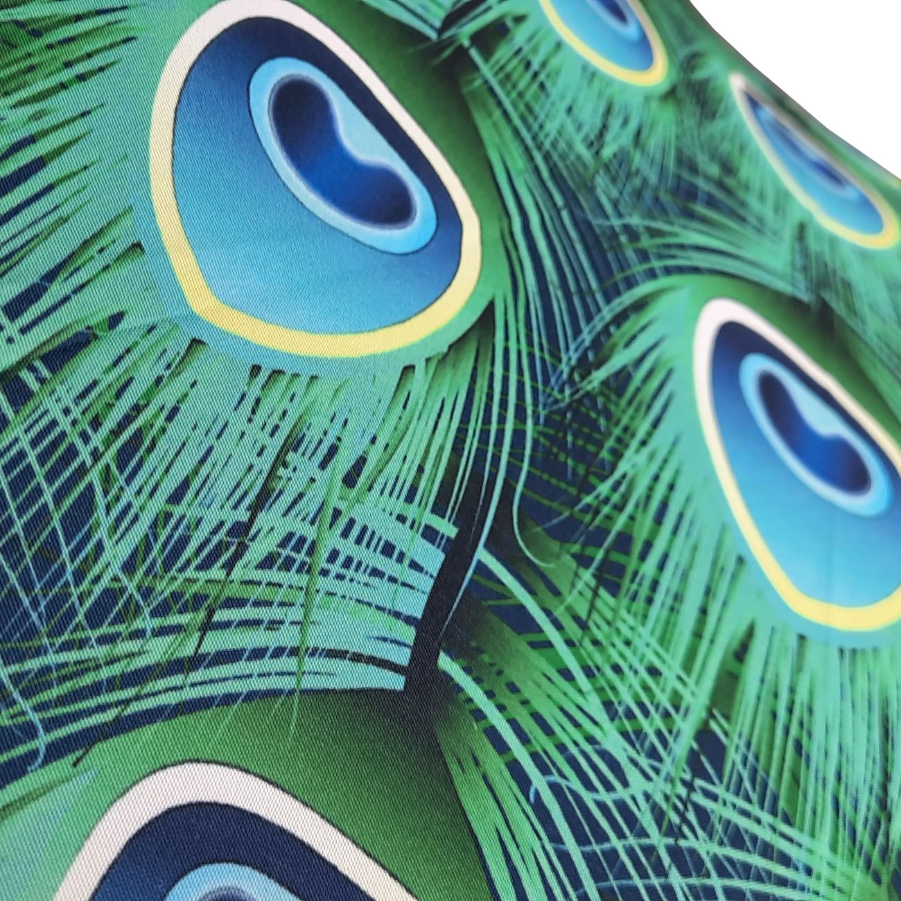 Peacock print umbrella - close-up of fabric
