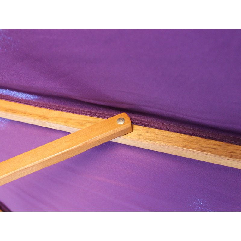 wood pulley parasol purple close up
