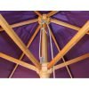 wood pulley parasol purple open close up