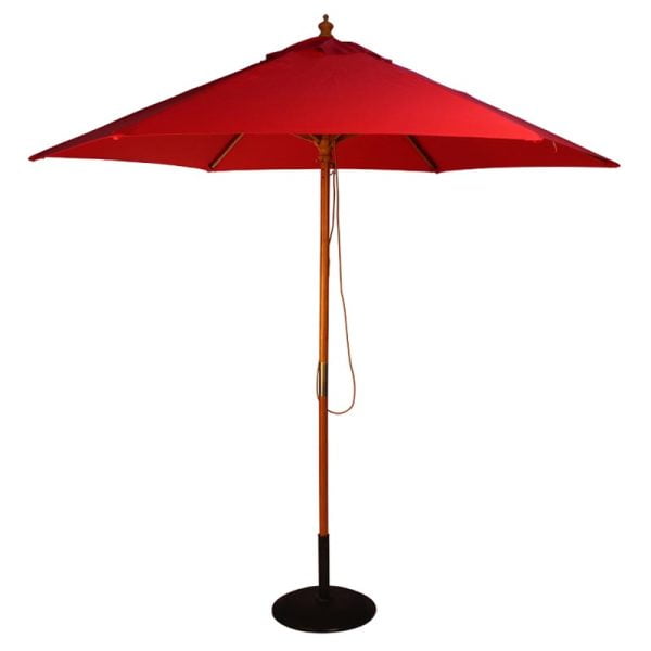 Wood Pulley Parasol Red Cutout