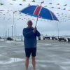 Tony McAlister with his new Union Jack brolly!