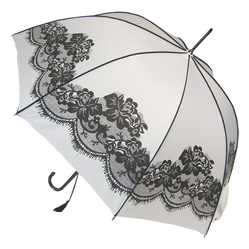 White Vintage Umbrella, Lace print walking umbrella Umbrella Heaven