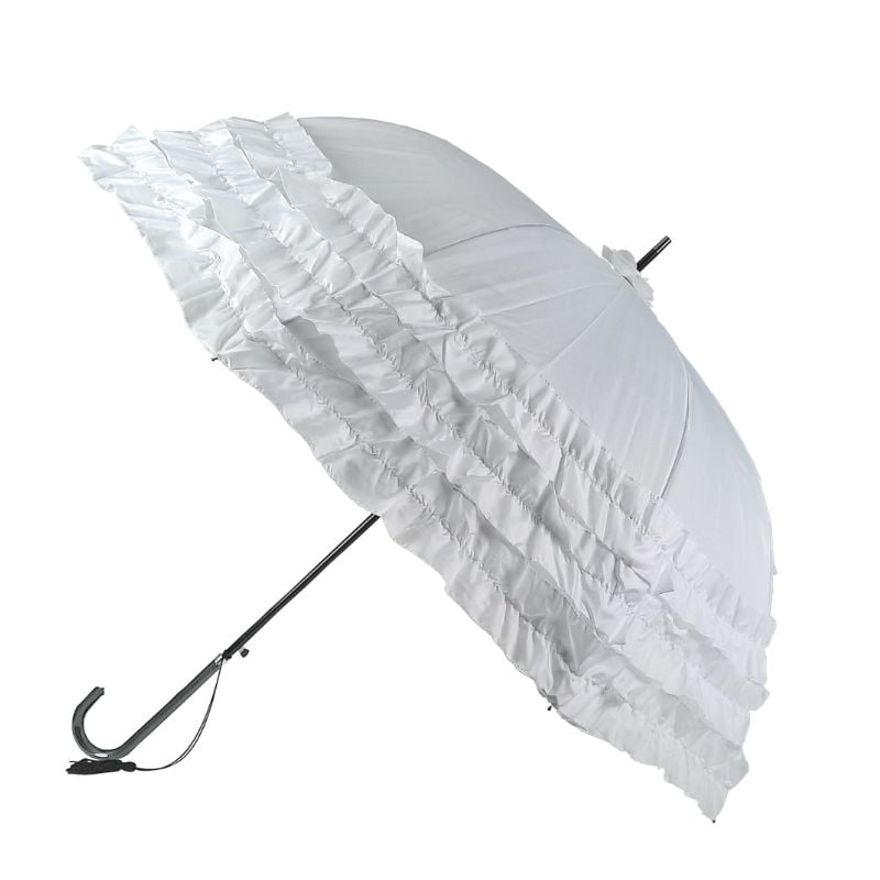 Side on white lulu triple frill umbrella