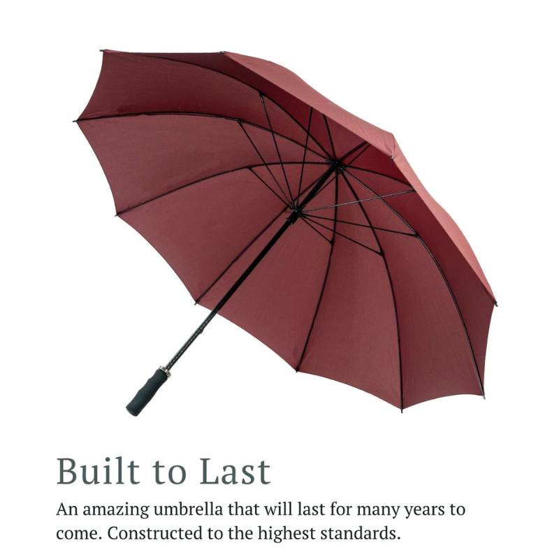StormStar Windproof Maroon Golf Umbrella infographic about the quality