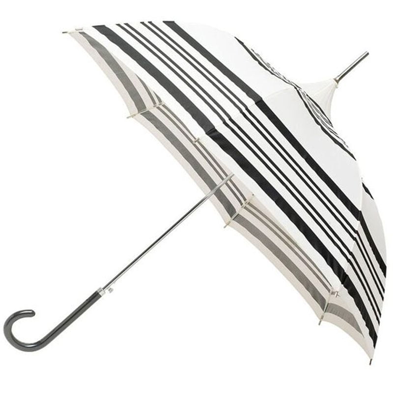 cream black striped umbrella