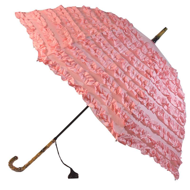 pink frilled umbrella