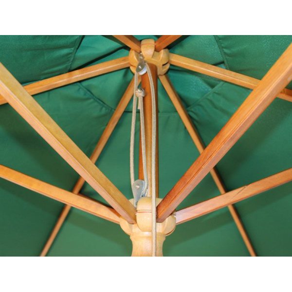 Strong Wooden Rib Structure Of The Green 250Cm Wood Parasol