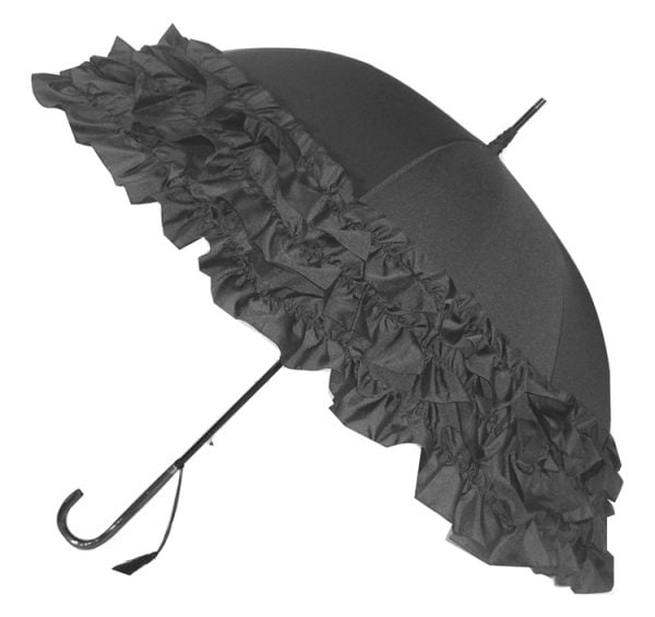 Lulu Frilly Grey Ruffle Umbrella / Parasol