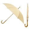 Warwick Beige Windproof Walking Umbrella composite image showing it both open and closed