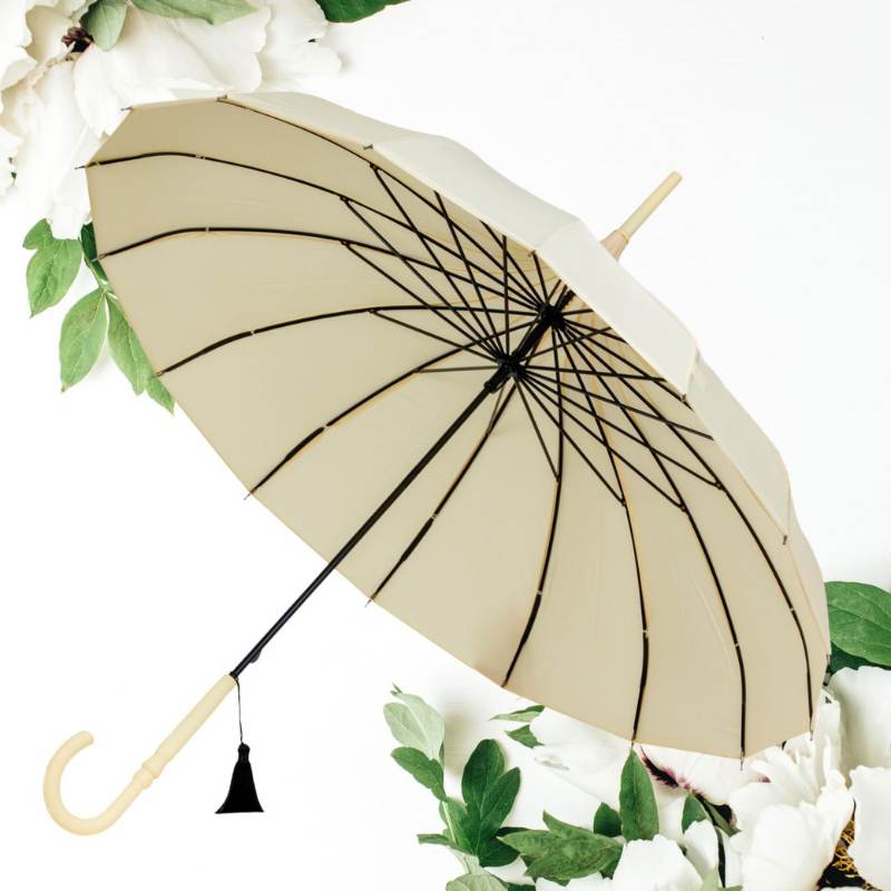 Ivory Cream Oriental Pagoda Umbrella