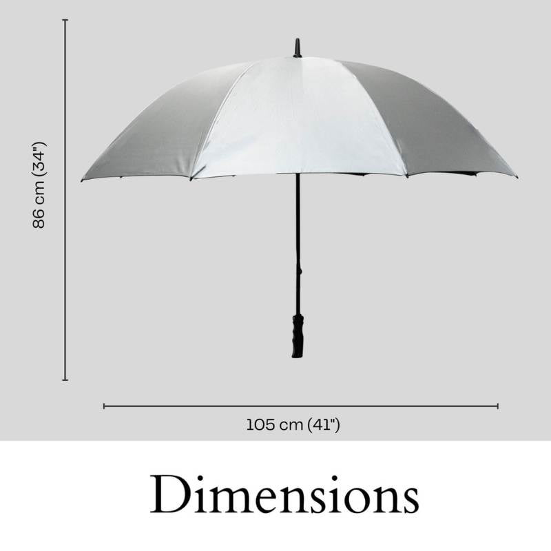 Silver UV Protective Umbrella showing dimensions