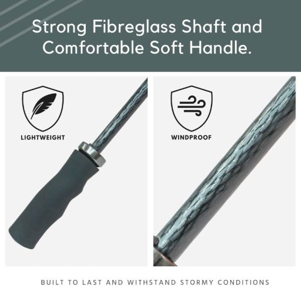Stormstar Windproof Charcoal Grey Golf Umbrella Infographic Of Umbrella Handle And Shaft