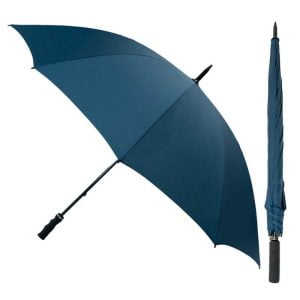 StormStar Windproof Navy Golf Umbrella composite image showing both open and closed
