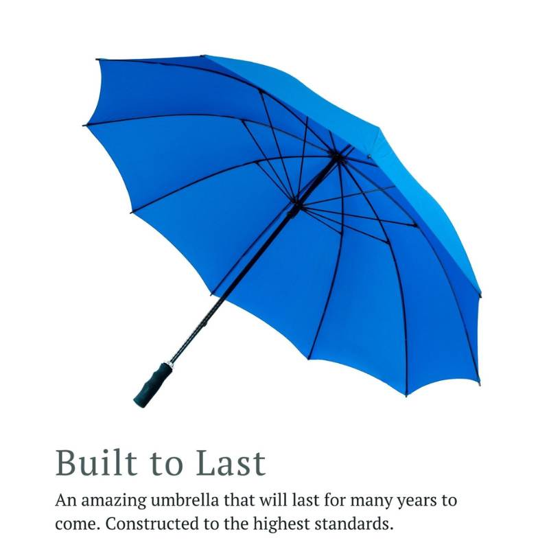 StormStar Windproof Blue Golf Umbrella infographic about the quality