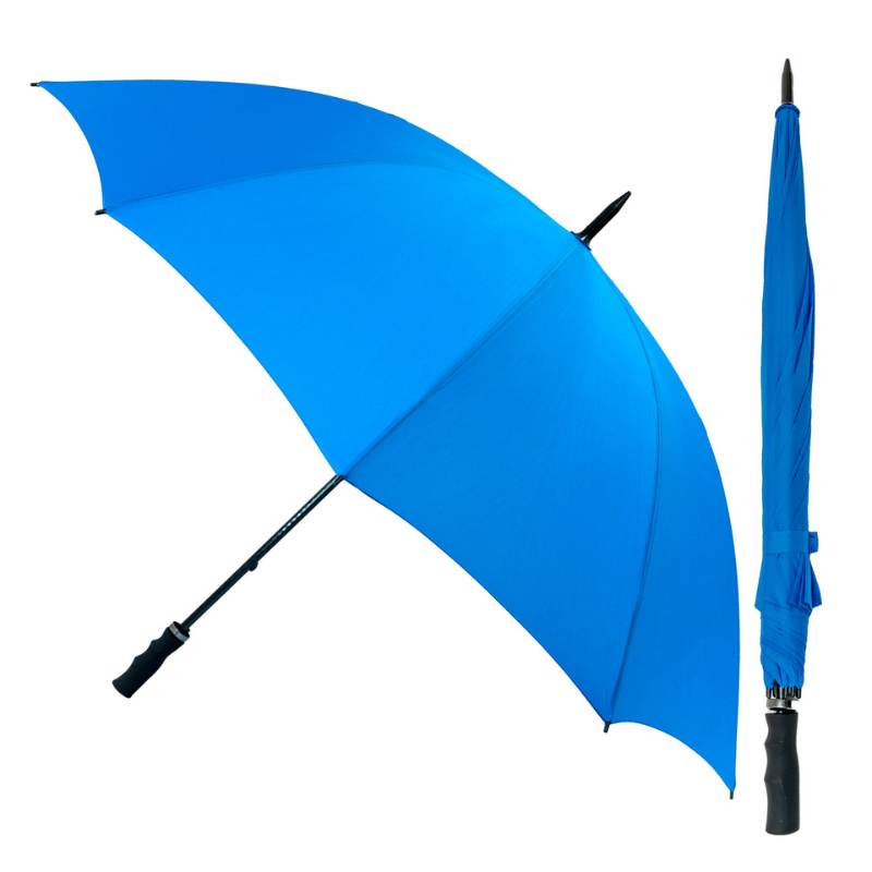 StormStar Windproof Blue Golf Umbrella composite image showing both open and closed
