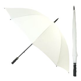 StormStar Windproof White Golf Umbrella composite image showing both open and closed