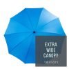 StormStar Windproof Blue Golf Umbrella infographic about extra wide canopy