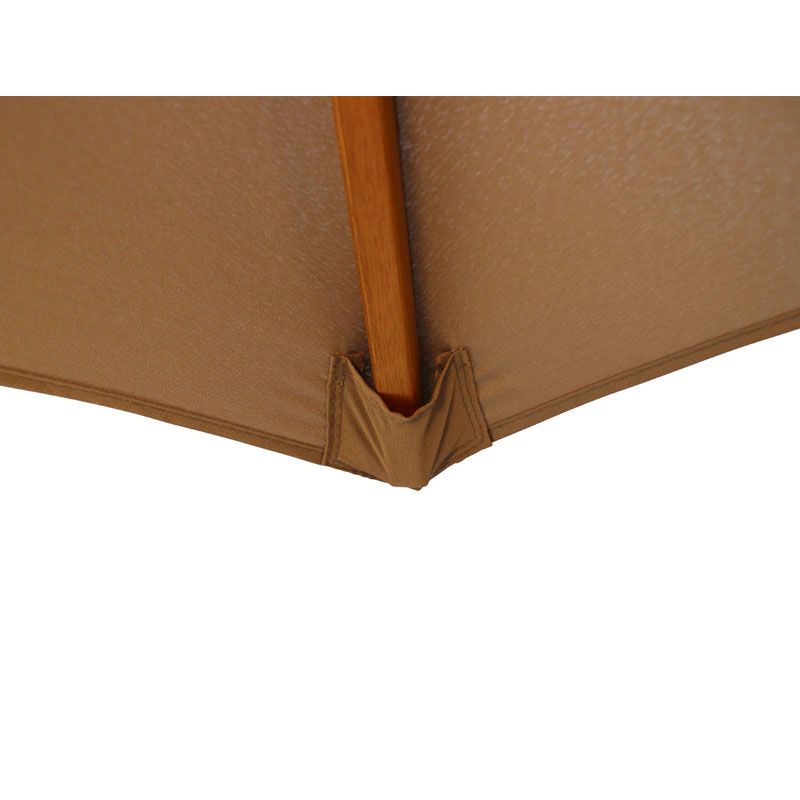 Showing how the removable canopy fits onto the ribs of the taupe 250cm parasol