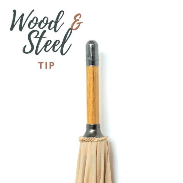 Warwick Beige Windproof Walking Umbrella Infographic On Wood And Steel Tip