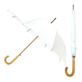 Warwick White Windproof Walking Umbrella composite image showing it both open and closed