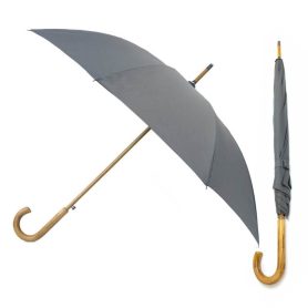 Warwick Grey Windproof Walking Umbrella composite image showing it both open and closed