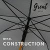 Grey Wood Stick Umbrella infographic of frame construction