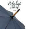 Navy Wood Stick Umbrella infographic of wooden tip
