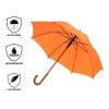 Orange Wood Stick Umbrella features infographic