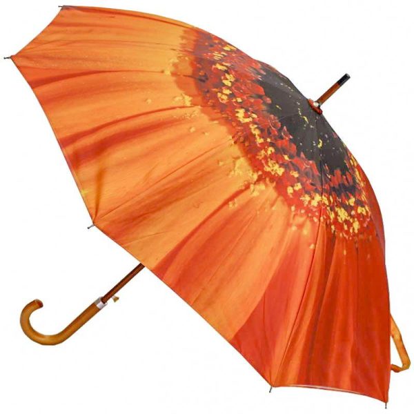 Orange Flower Umbrella Open