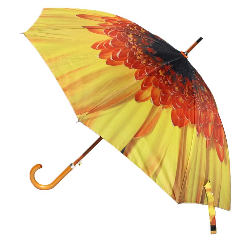 Yellow Flower Umbrella Double Canopy / Auto Open Umbrella Heaven