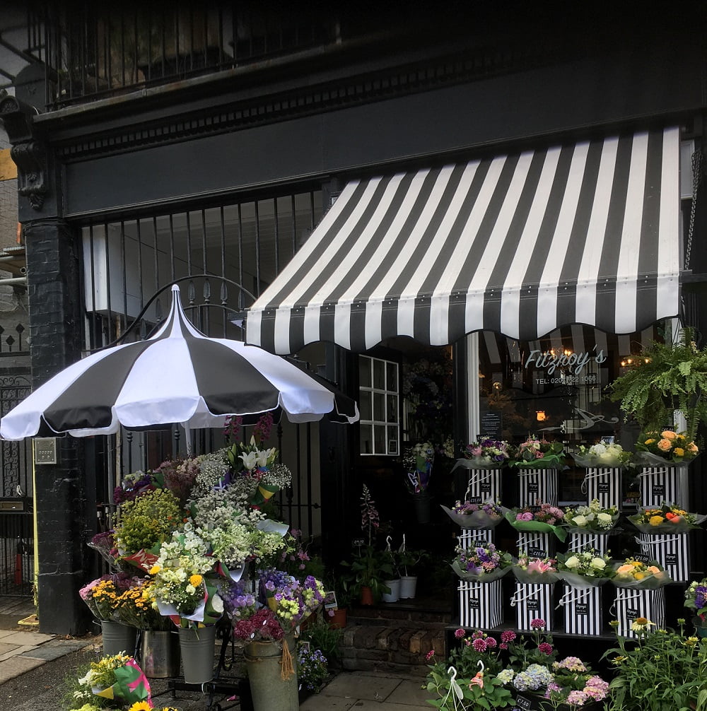 Black and White Pagoda Parasol at Fitzroys Flowers