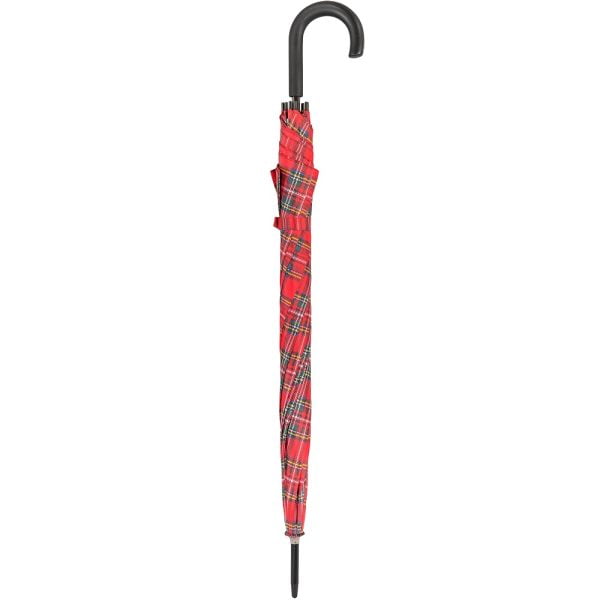 Red Tartan Walking Umbrella - Closed, Vertical