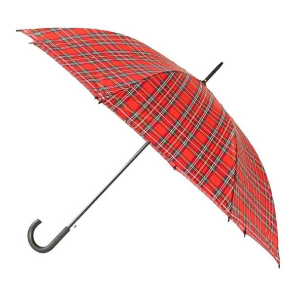 Red Tartan Walking Umbrella - Open