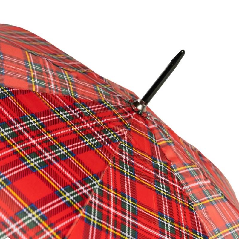 Red Tartan Walking Umbrella - close-up of top of umbrella and tip
