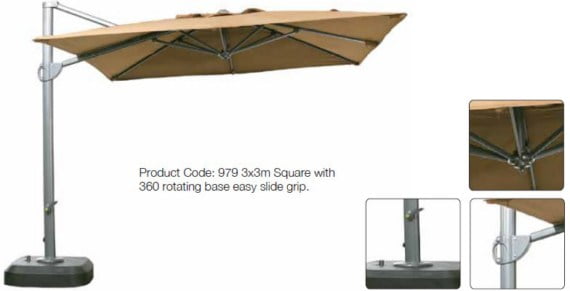 Premium 3m x 3m Square Cantilever Umbrella